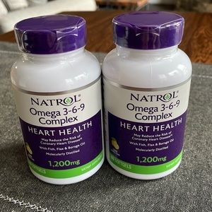 Two NEW Natrol Omega 3-6-9 Complex Heart Health, 60 soft gels each EXP 5/24